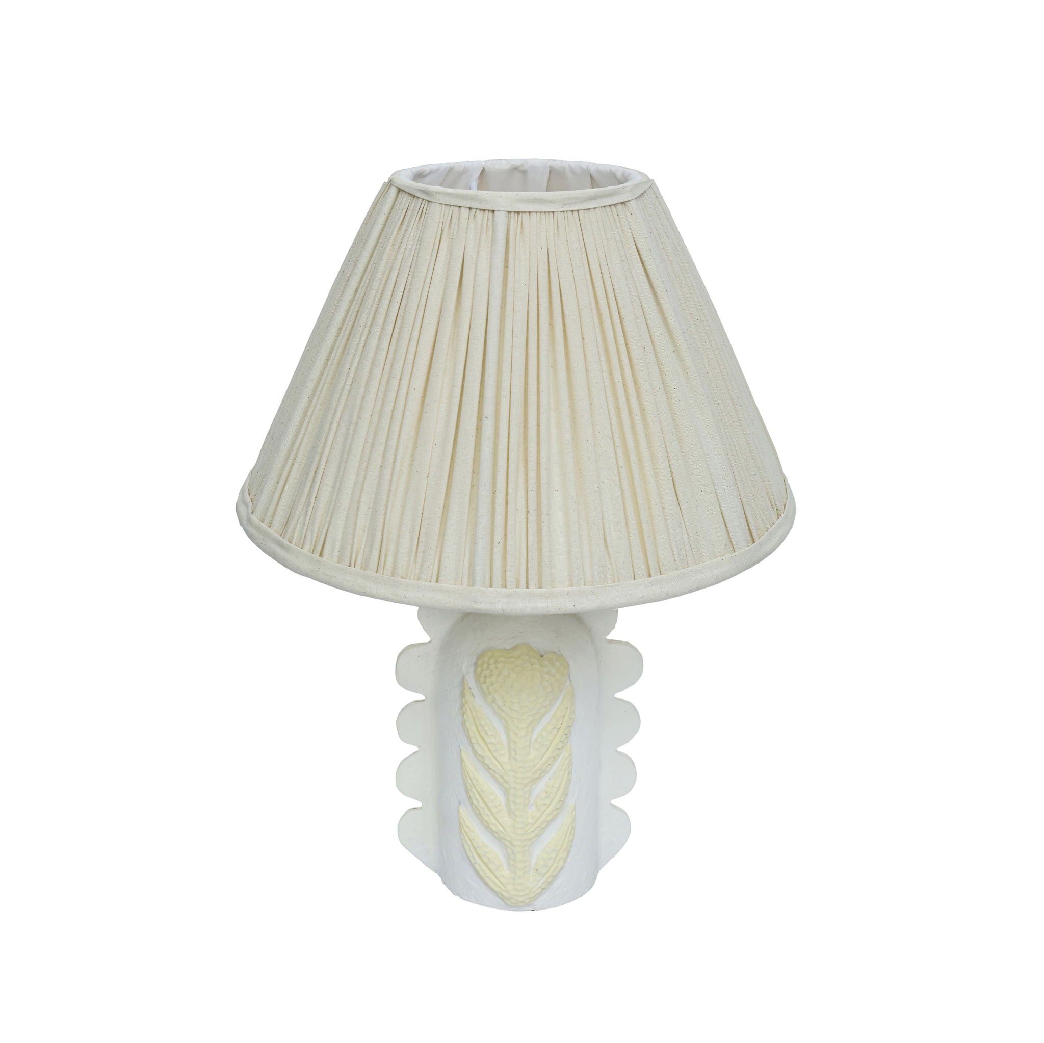 Edith - Scalloped Papier Mache Flower Pleated Table Lamp - Cream