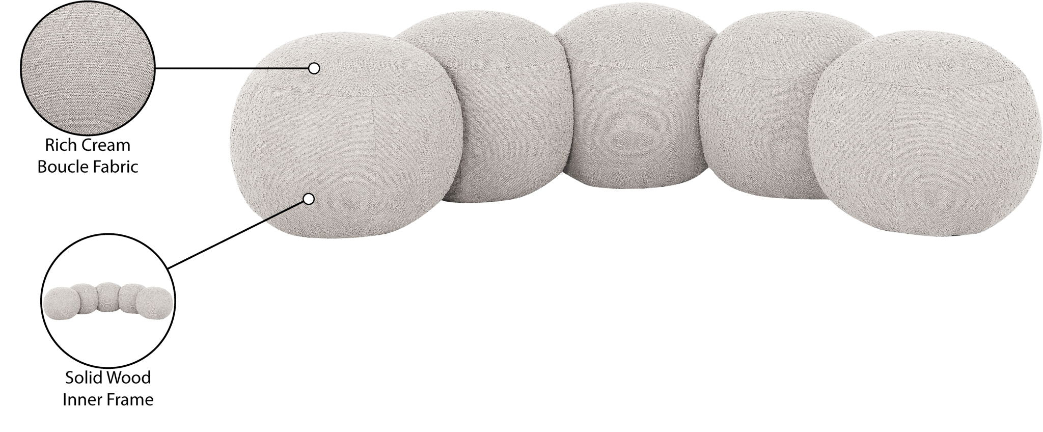 Apollo - Boucle Fabric Bench