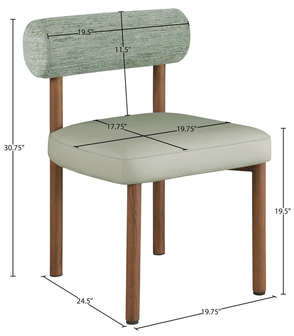 Paramo - Chenille Fabric and Vegan Leather Upholstered Dining Chair