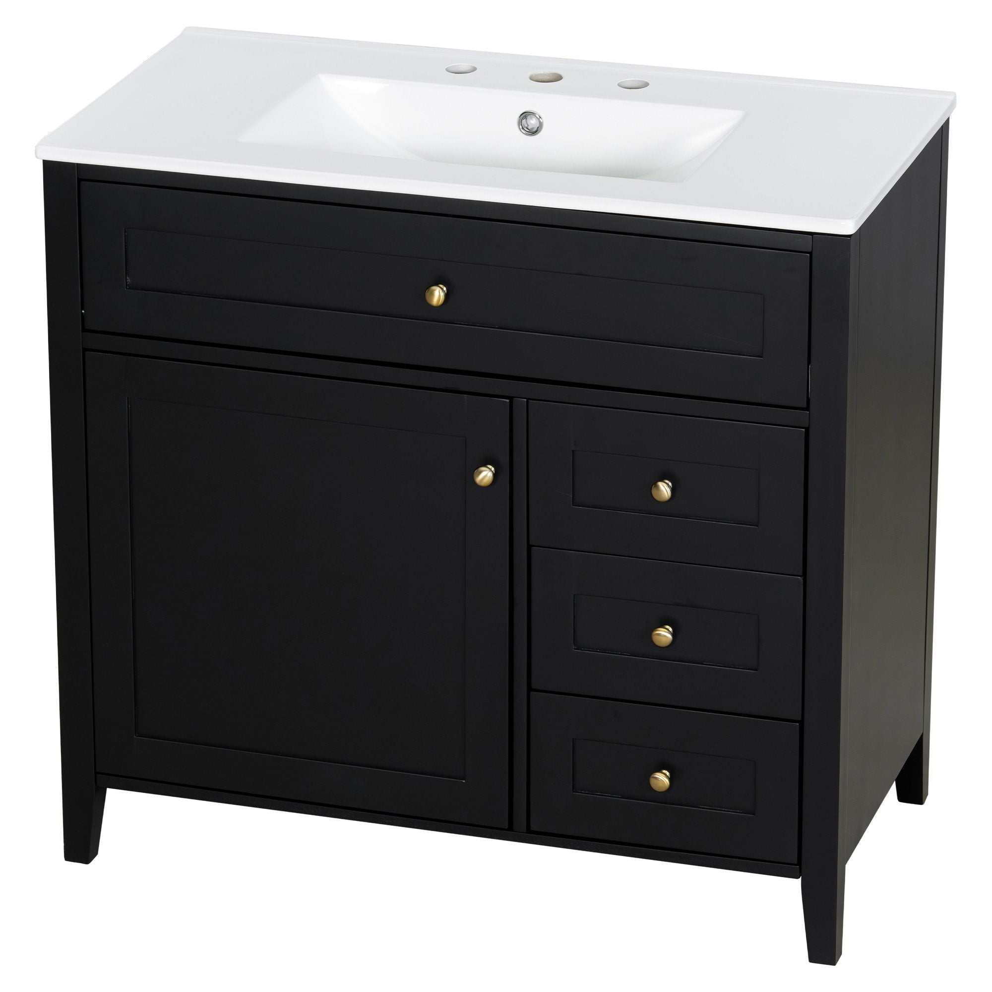 Bathroom Vanity With Sink, Cabinet With 3 Drawers And Adjustable Shelf