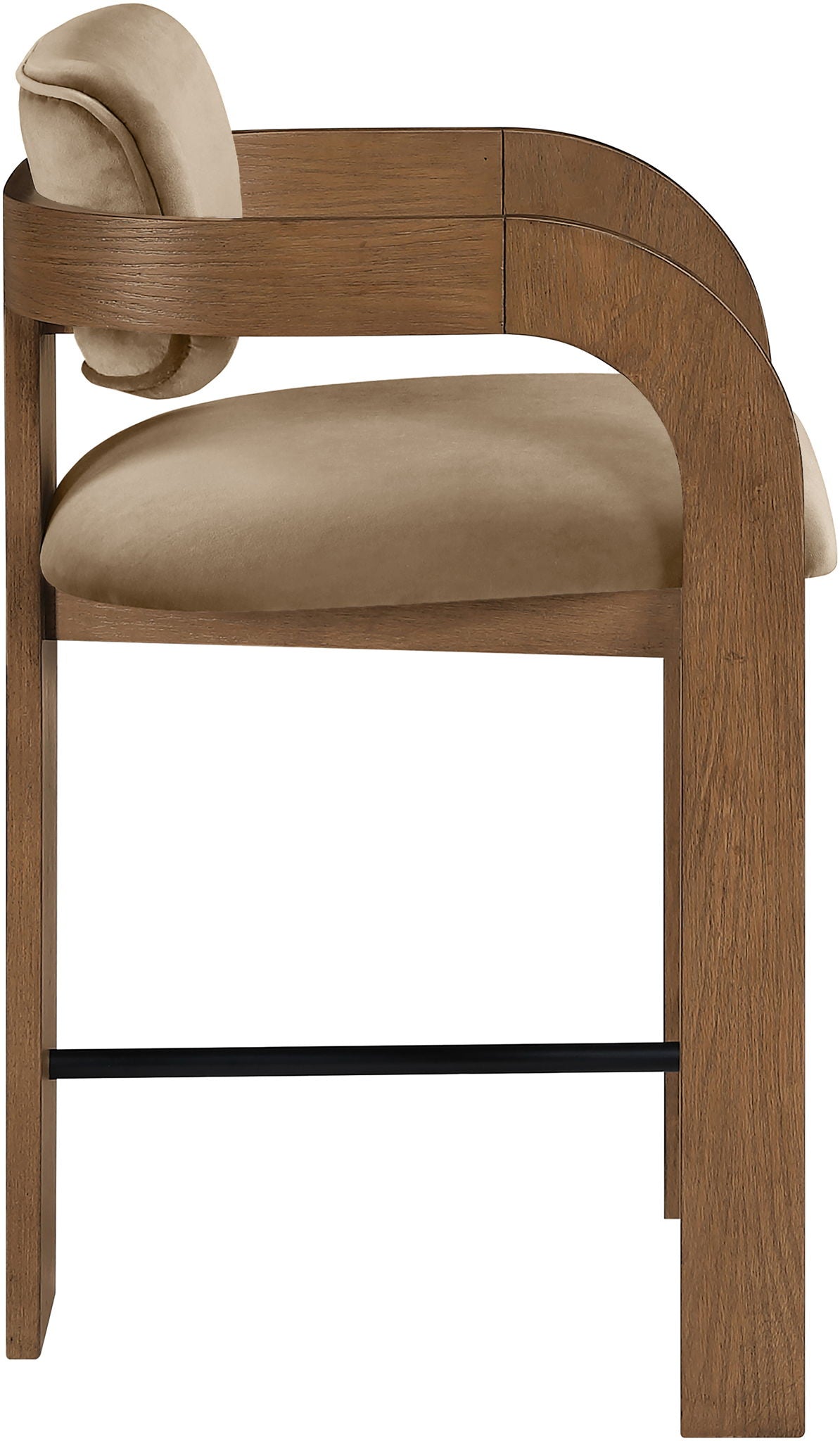 Cedra - Velvet Performance Fabric Upholstered Counter Stool - Brown Frame