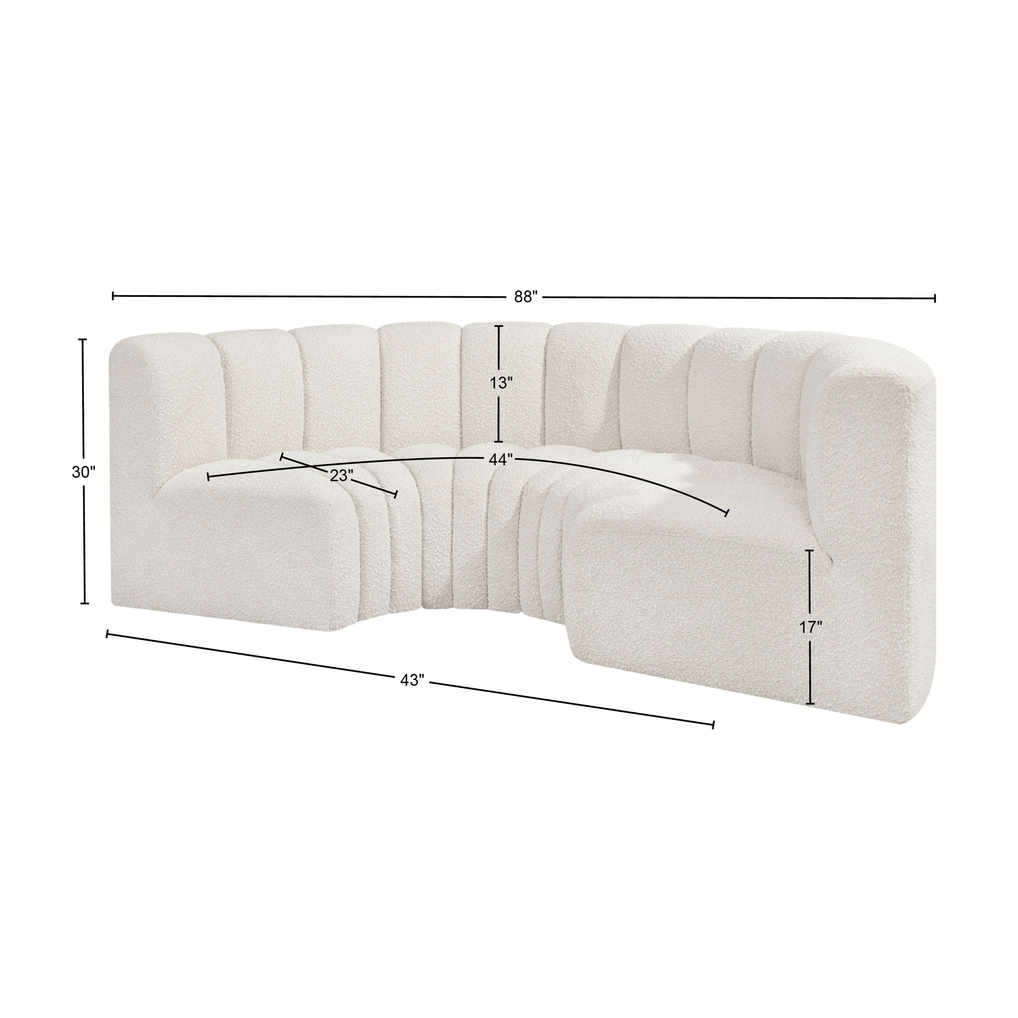 Arc - Boucle Fabric 4 Piece U-Shaped Modular Sofa