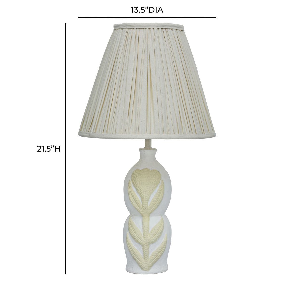 Edith - Curved Papier Mache Flower Pleated Table Lamp - Cream