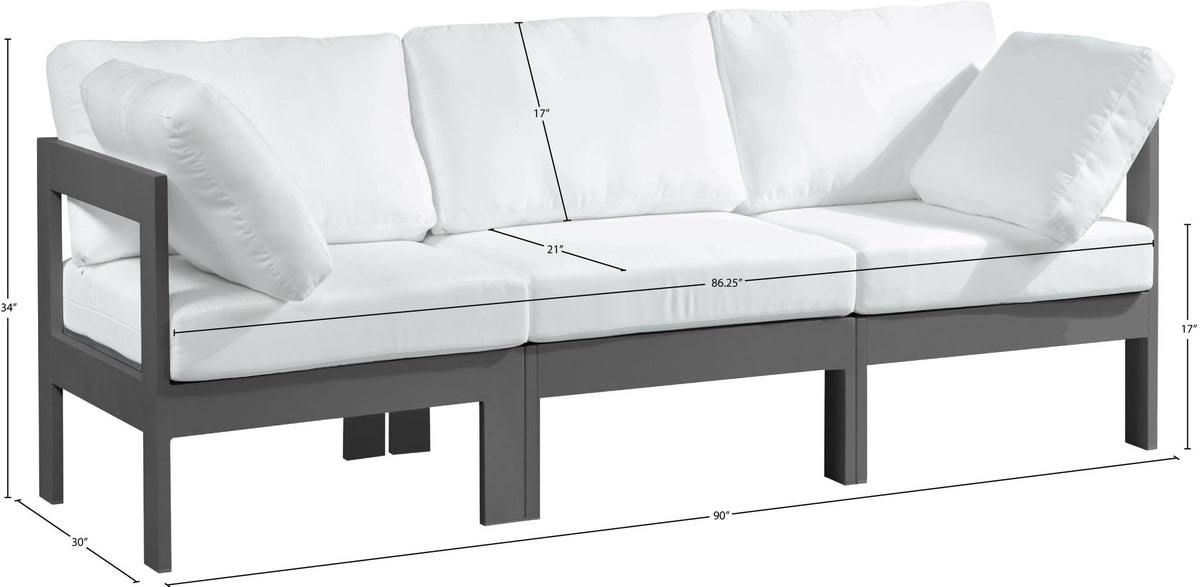 Nizuc - Outdoor Patio 3 Seat Modular Sofa With Gray Frame