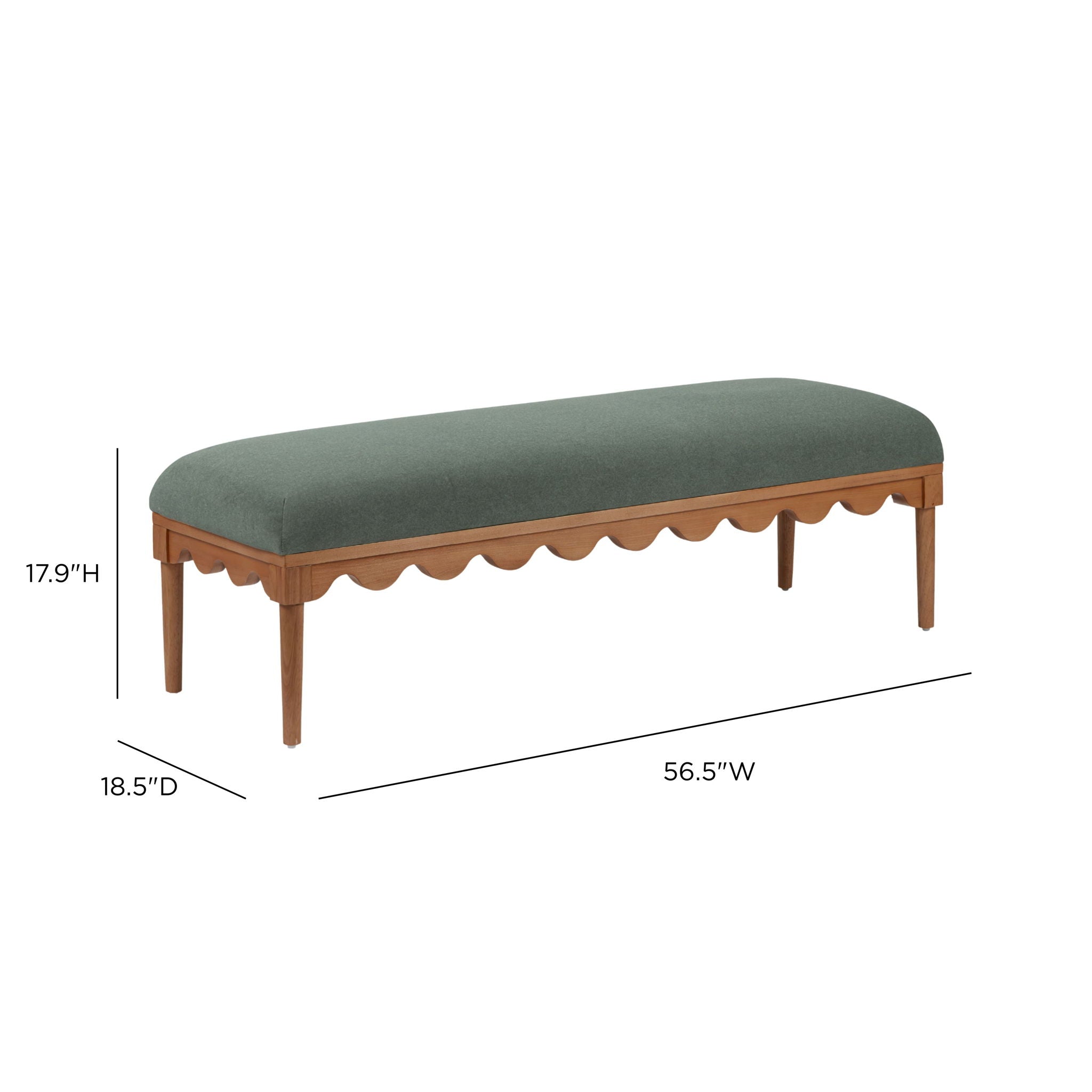 Oodle - Vegan Mohair Bench, Walnut Legs