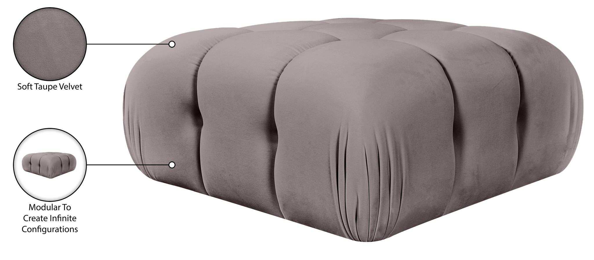 Orin - Velvet Performance Fabric Upholstered Modular Ottoman