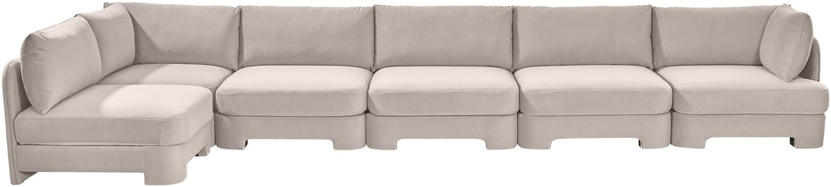 Hammond - Velvet Performance Fabric Upholstered 6 Piece L-Shaped Armless Sectional