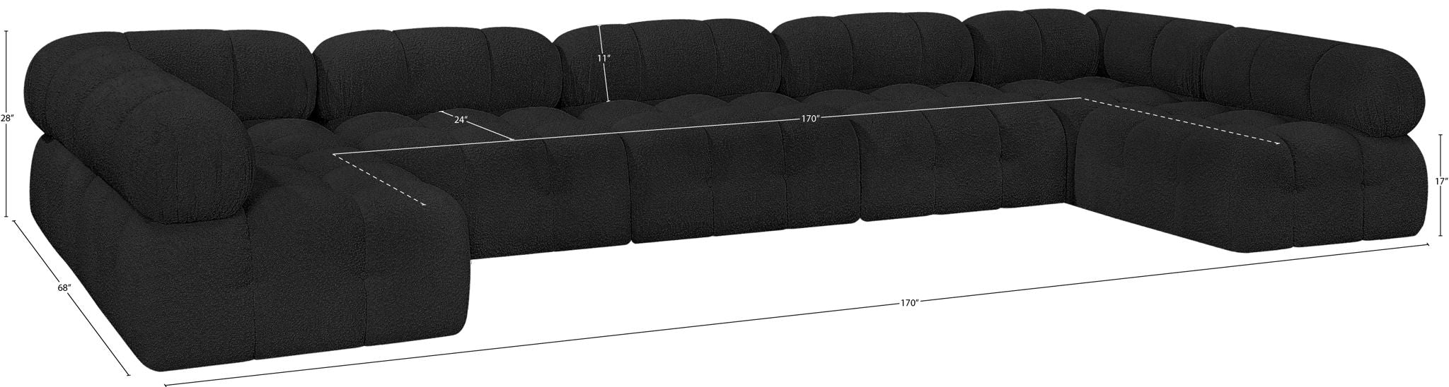 Ames - 7 Piece Boucle Fabric Modular Sectional