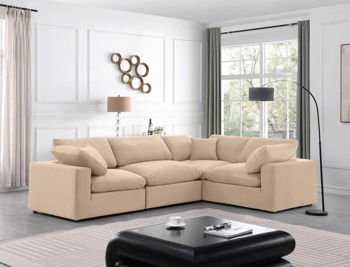 Comfy - 4 Piece Velvet Modular Sectional