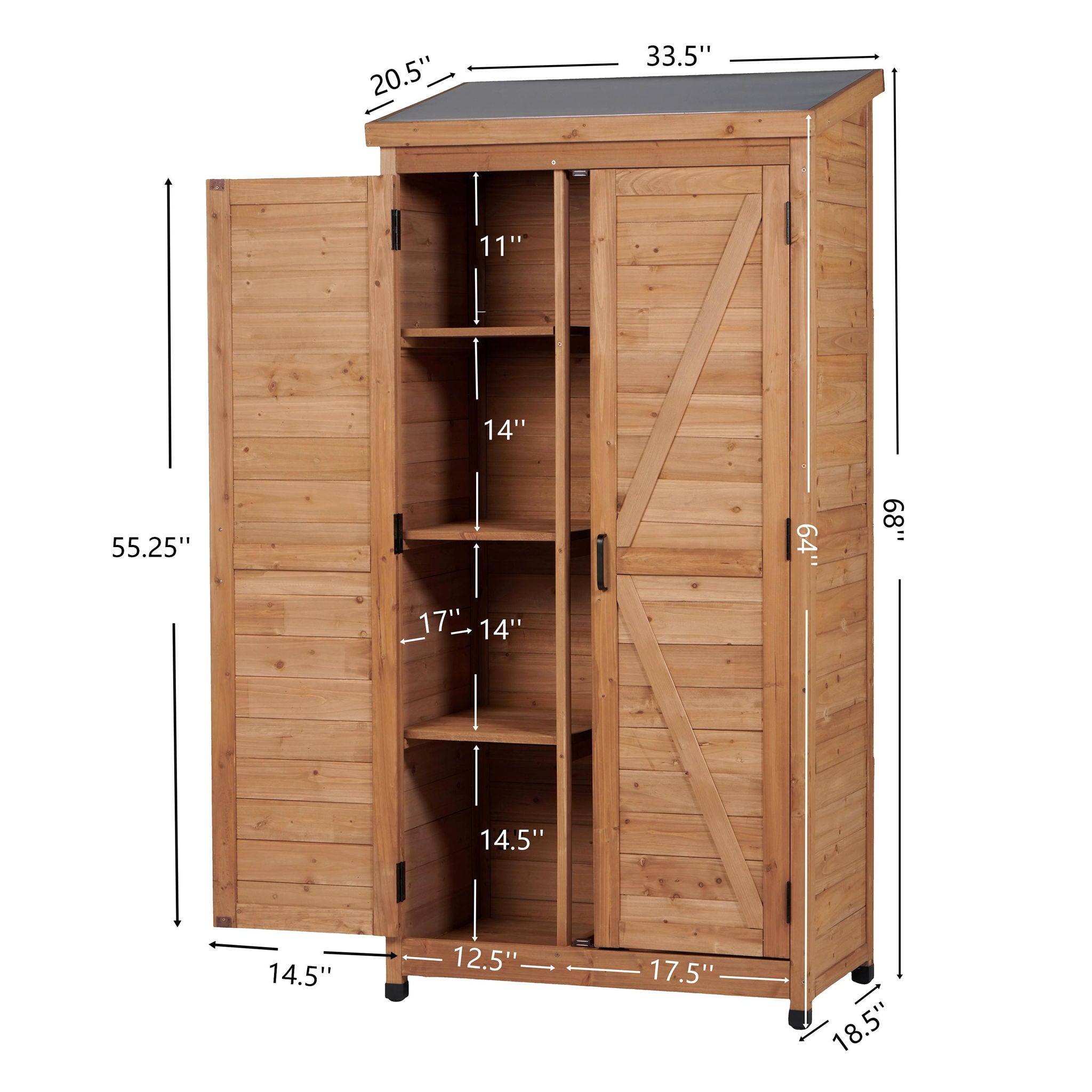 Outdoor Storage Shed With Vertical Tool Cabinet For Backyard