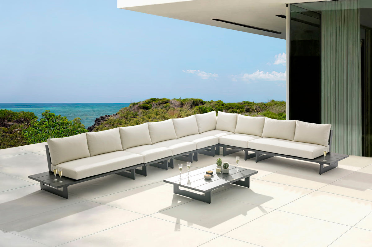 Maldives - 7 Piece Water Resistant Outdoor Patio Modular Sectional With Gray Base