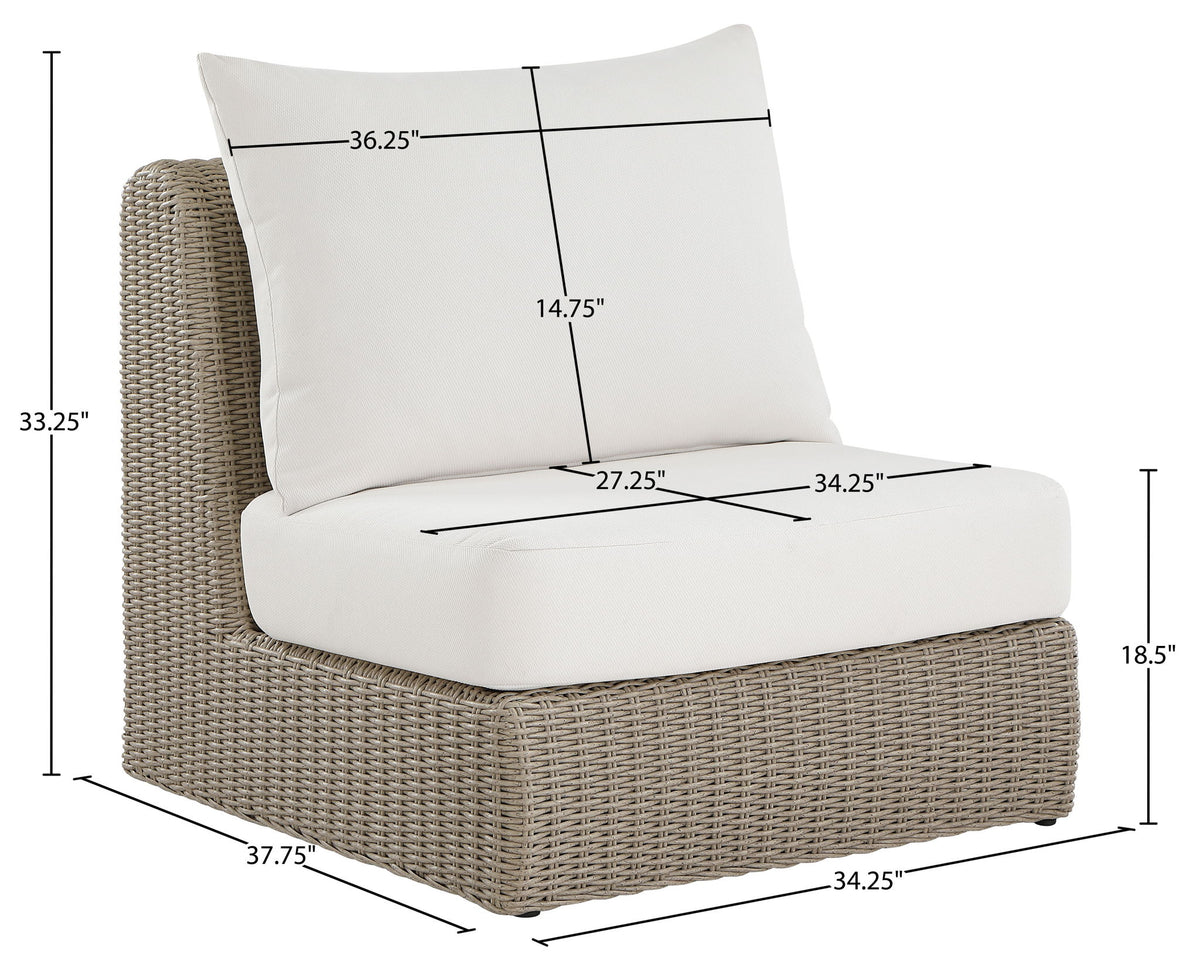 Seacrest - Olefin Water Resistant Fabric And Wicker Outdoor Patio Armless Chair