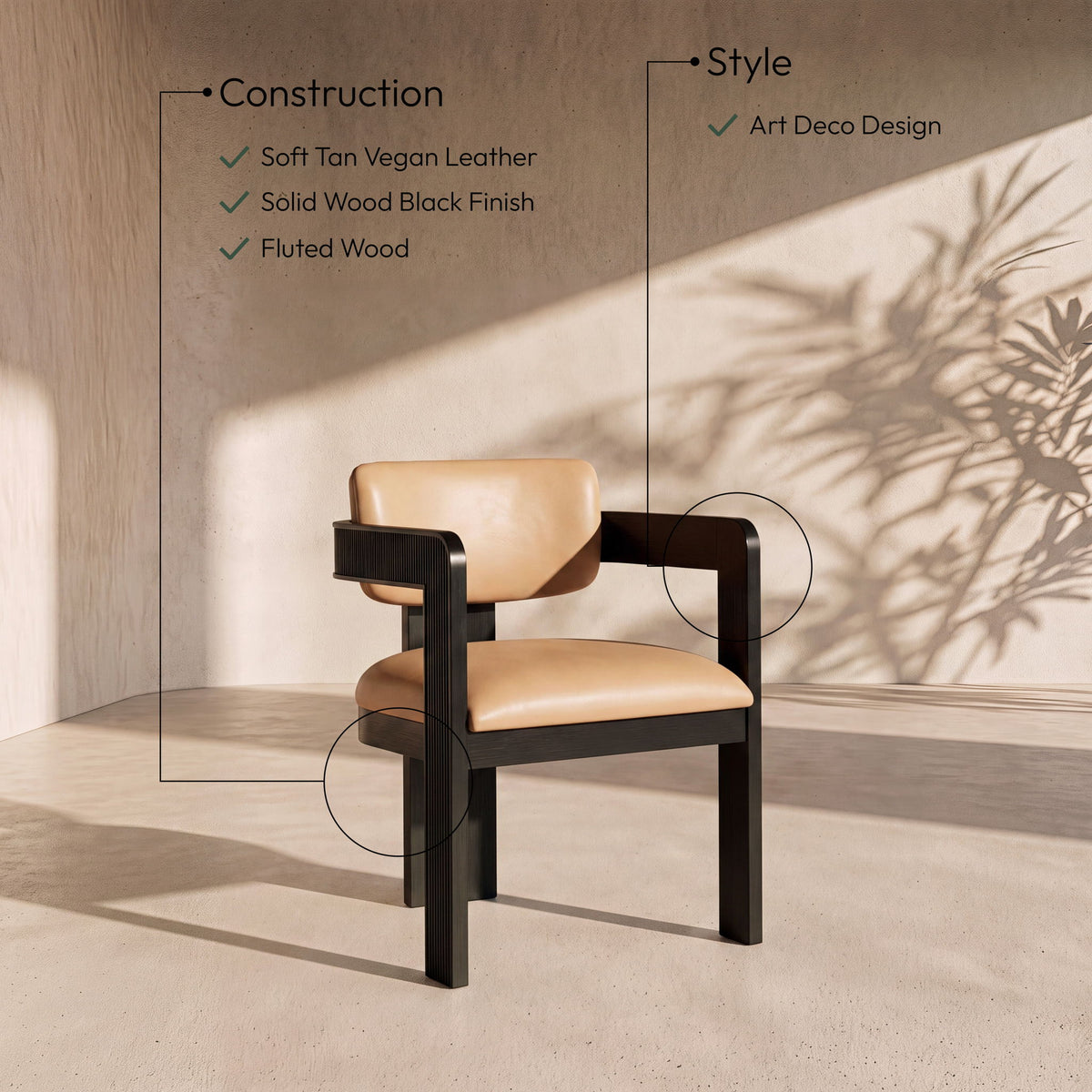 Sacha - Vegan Leather Upholstered Dining Chair With Black Base (Set of 2)