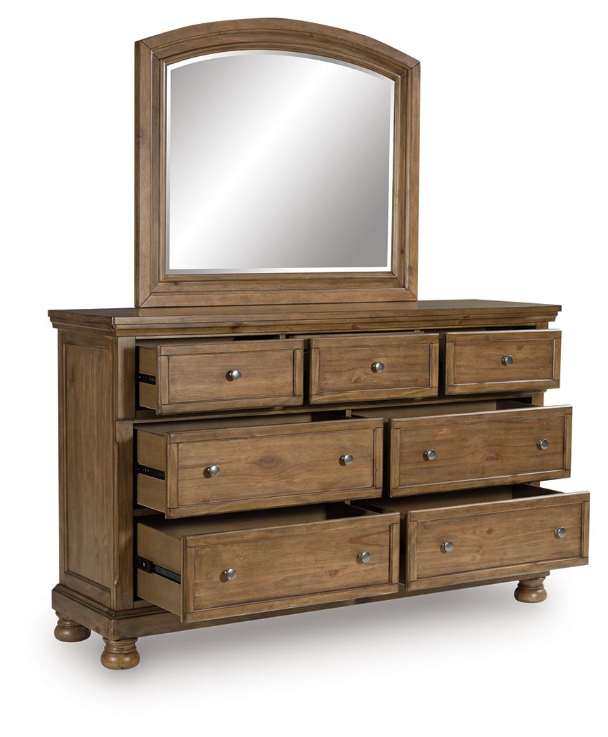 Feddinger - Dresser And Mirror - Medium Brown
