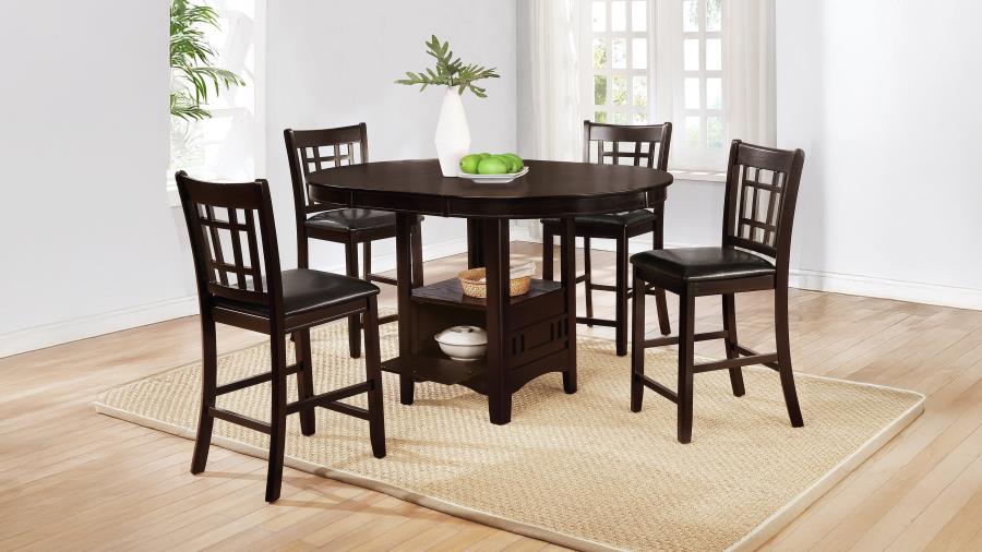 Lavon 5-piece Oval Counter Height Extension Dining Set Espresso