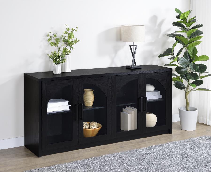 Riva 4-door Dining Sideboard Buffet Storage Credenza Black