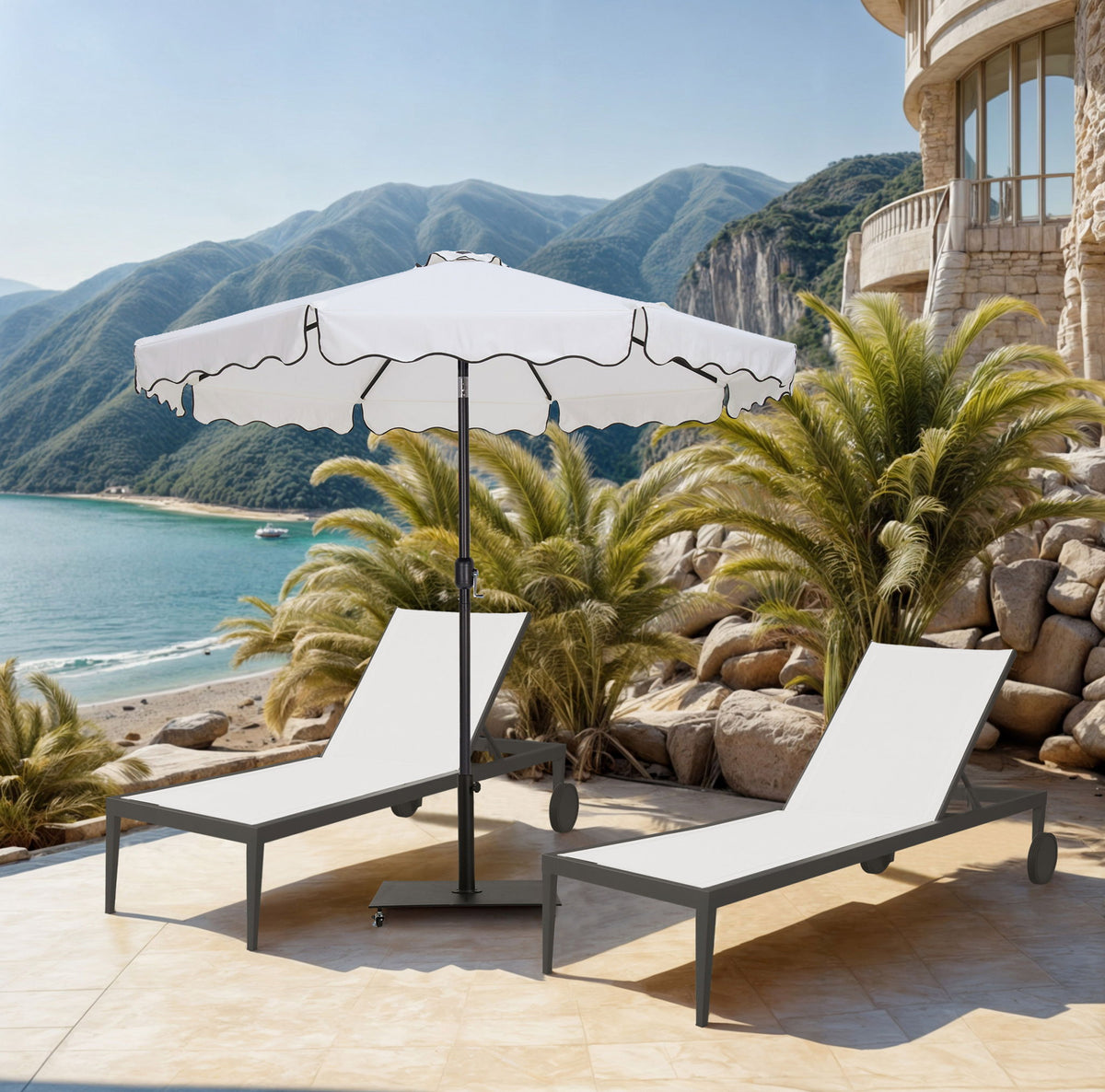 Amalfi - Aluminum Patio Umbrella - Black Base / Black Pole