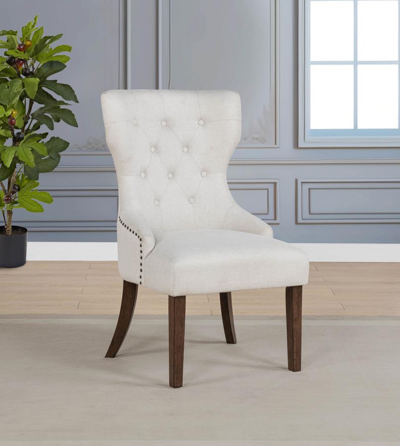 Baney Fabric Upholstered Dining Side Chair Cream and Dark Oak