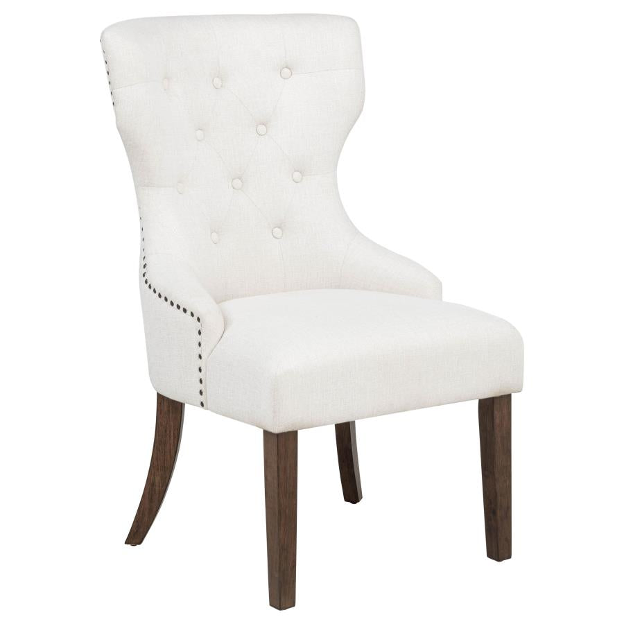 Baney Fabric Upholstered Dining Side Chair Cream and Dark Oak