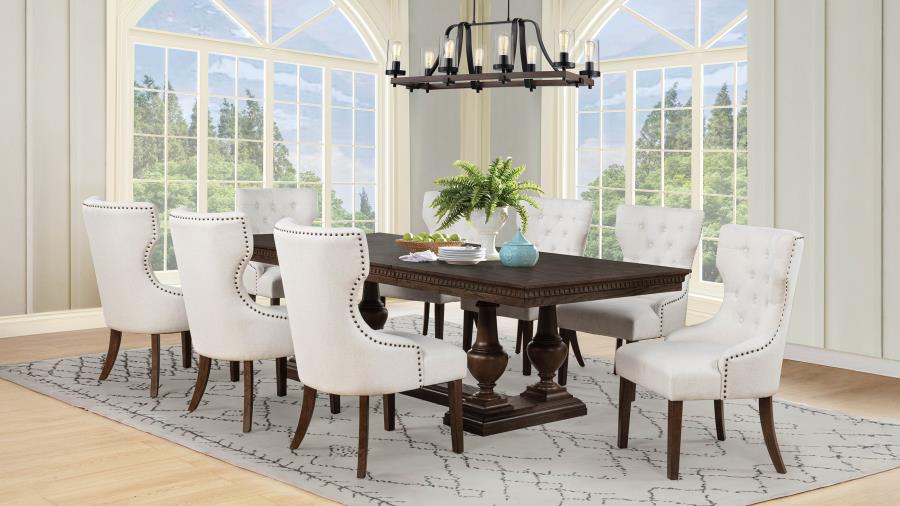 Ridgewell 9-piece Rectangular Trestle Dining Set Dark Oak