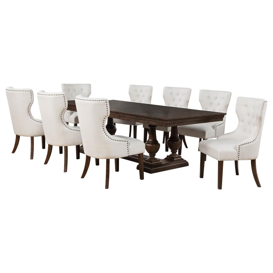 Ridgewell 9-piece Rectangular Trestle Dining Set Dark Oak