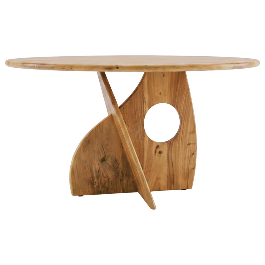 Snyder Round Pedestal Solid Wood Dining Table Natural Acacia
