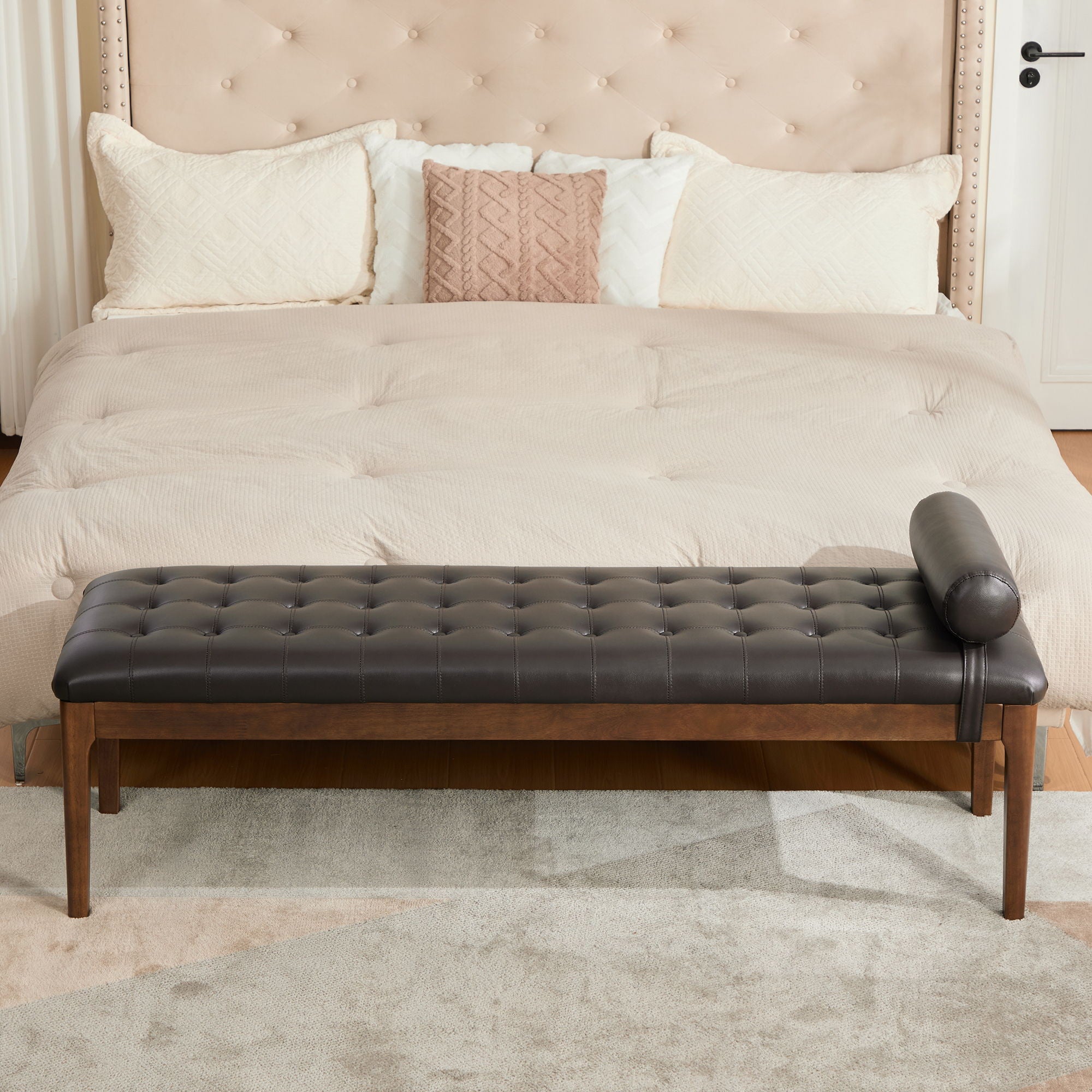 Upholstered End Of Bed Bench With Headrest