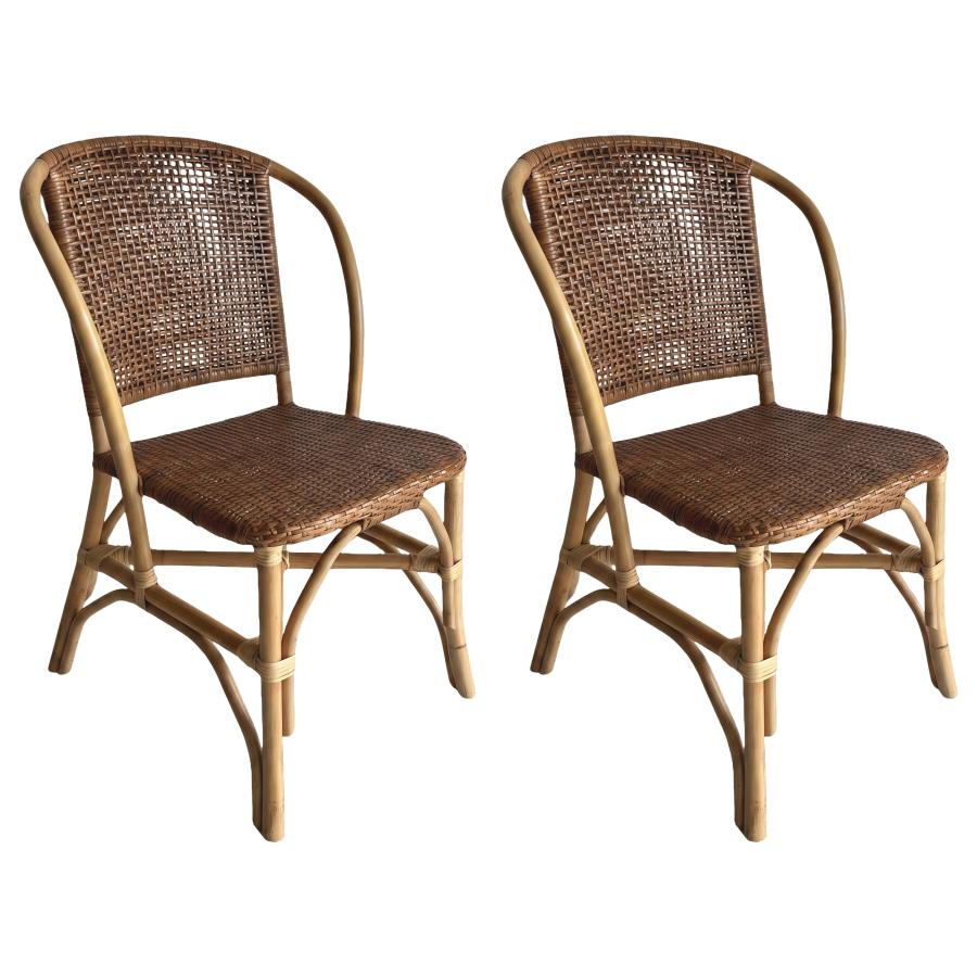 Lexley Woven Rattan Dining Side Chair Brown (Set of 2)