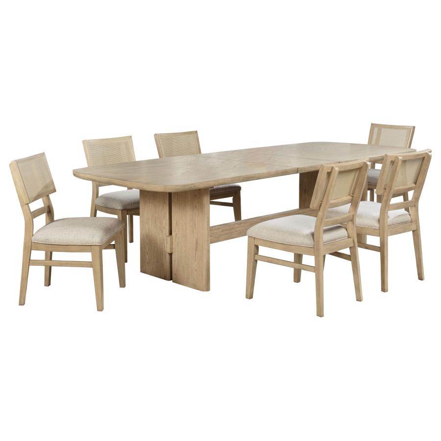 Kailani 7-piece Rectangular Wood Dining Table Set Beige Oak