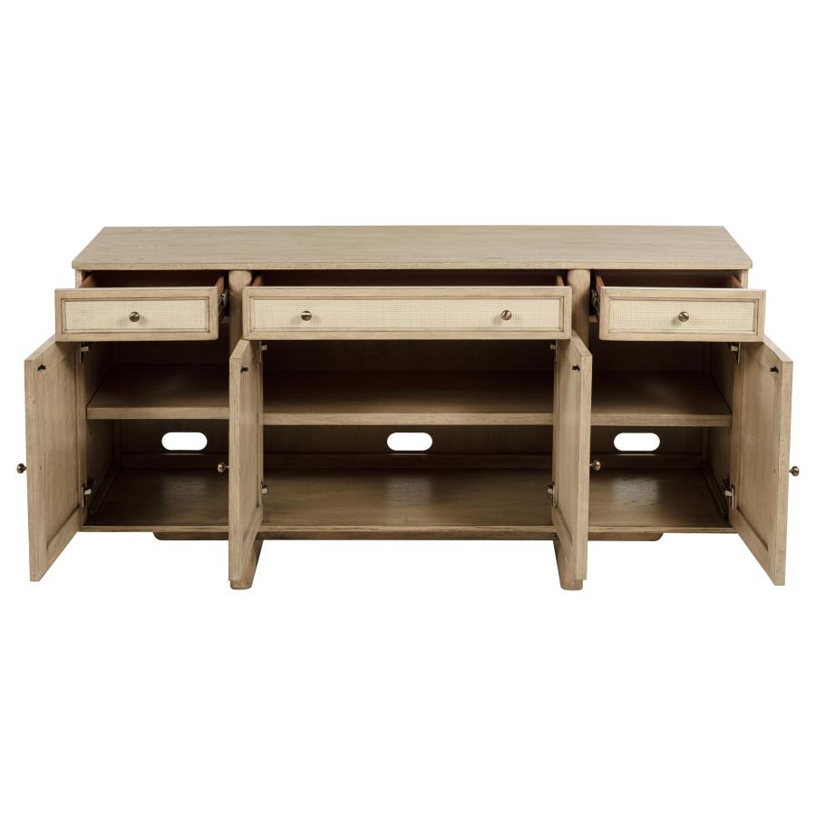 Kailani 4-door Cane Sideboard Buffet Cabinet Beige Oak