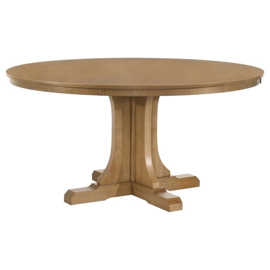 Hartville 5-piece Round Dining Table Set Natural Light Brown