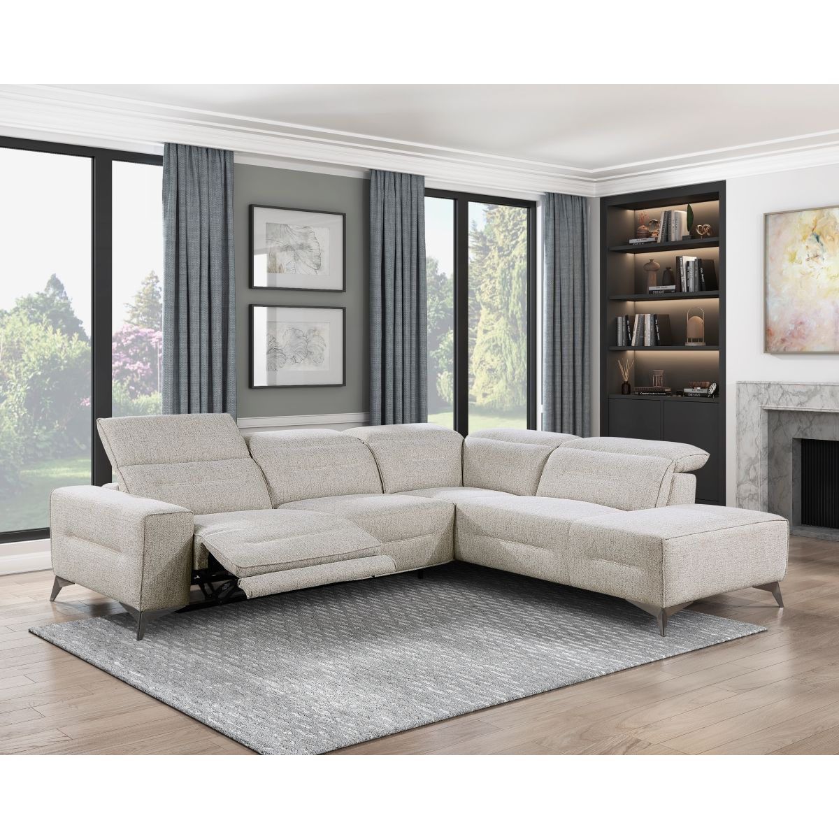 Adahlia - 2 Piece Power Reclining Sectional With Right Chaise - Sand