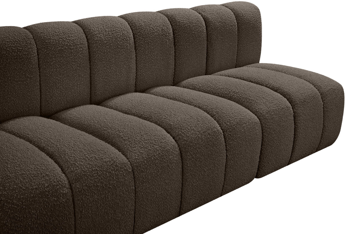 Arc - Boucle Fabric 3 Piece Modular Straight Sofa - Brown