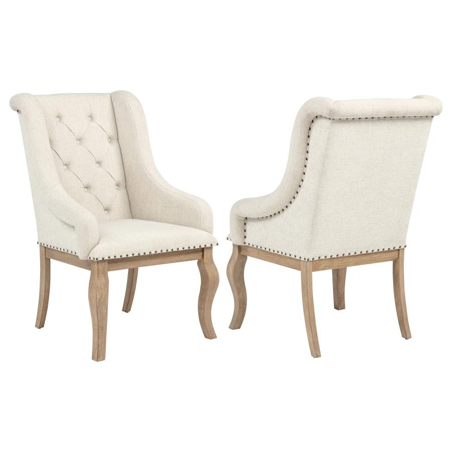 Brockway Upholstered Arm Chair Barley Brown (Set of 2)