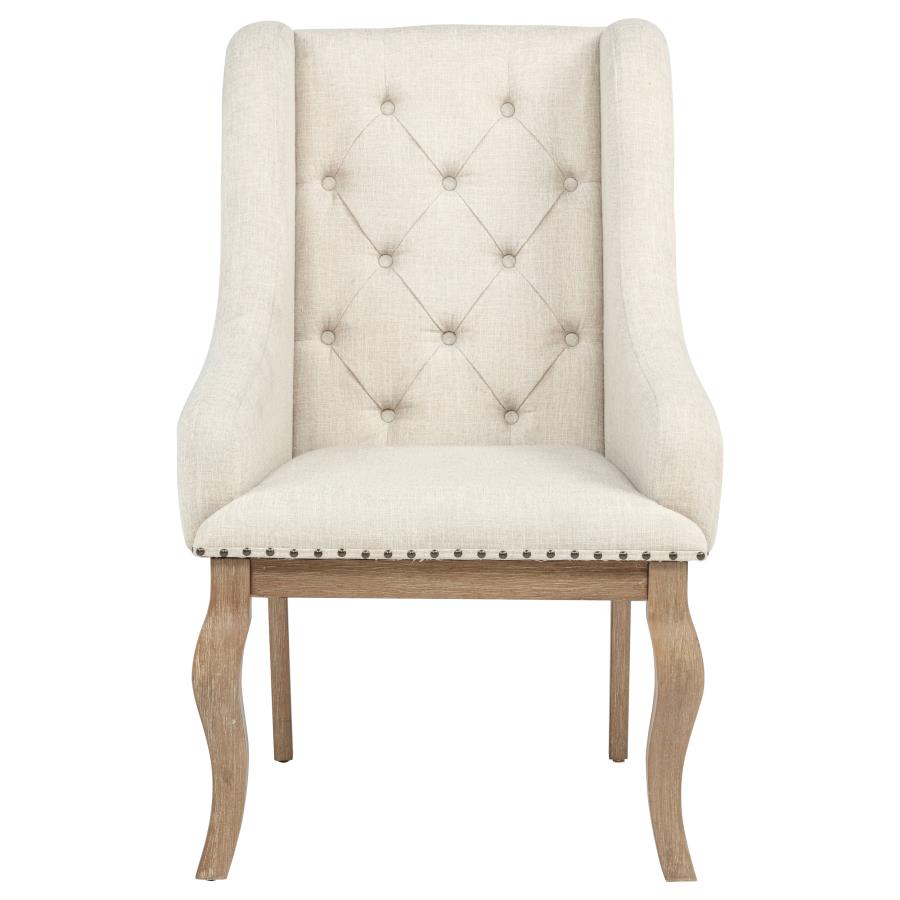 Brockway Upholstered Arm Chair Barley Brown (Set of 2)