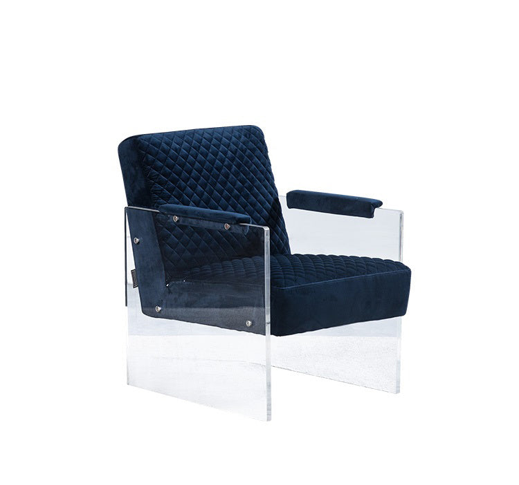 Divani Casa Edmond Modern Blue Velvet & Acrylic Lounge Chair
