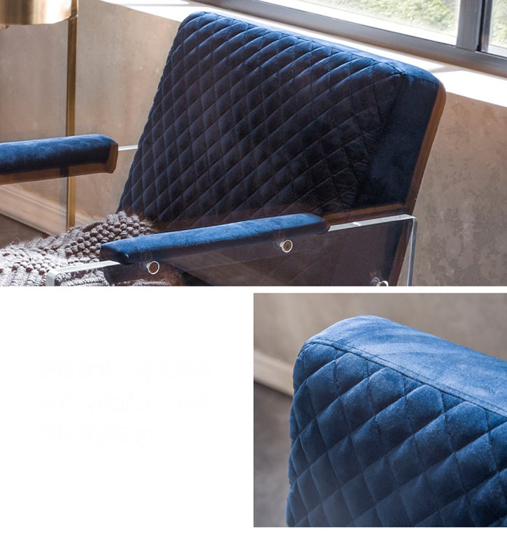 Divani Casa Edmond Modern Blue Velvet & Acrylic Lounge Chair