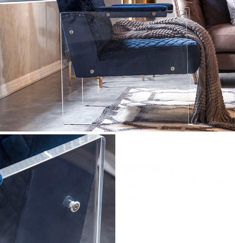 Divani Casa Edmond Modern Blue Velvet & Acrylic Lounge Chair