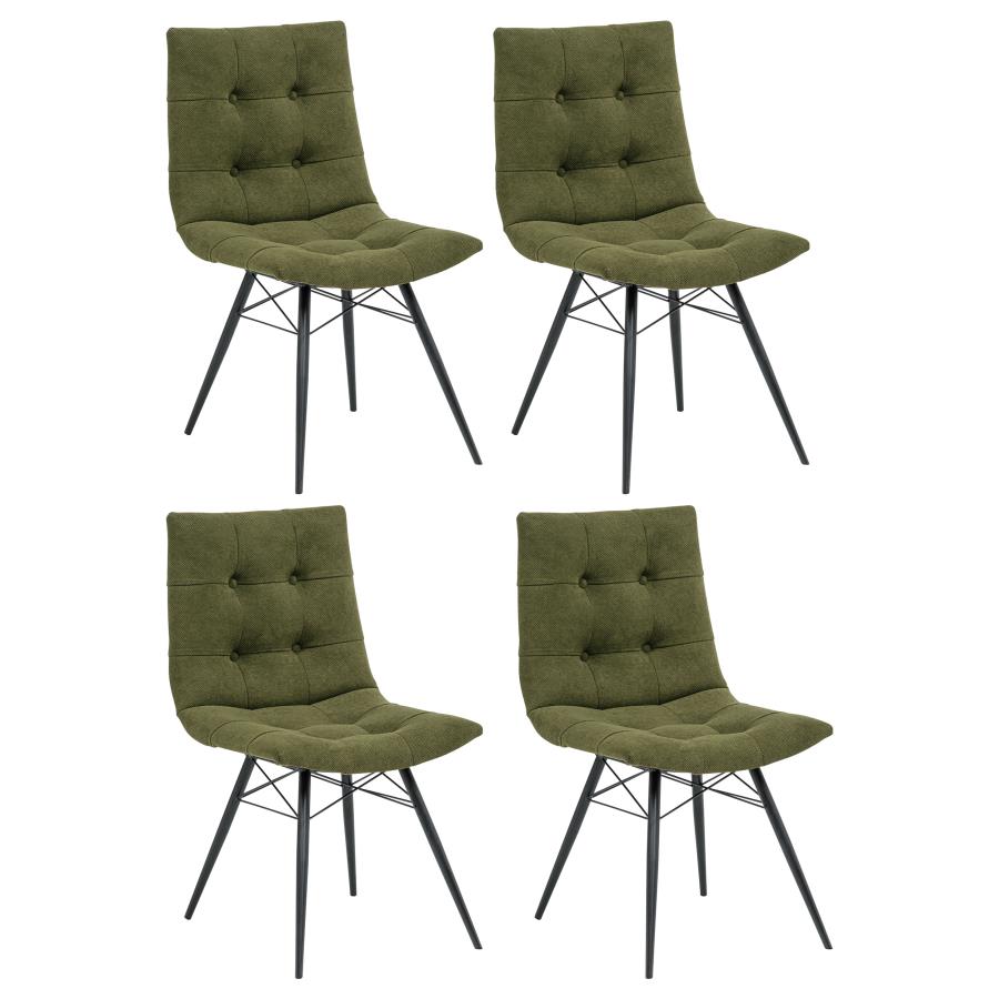 Aiken Fabric Upholstered Dining Side Chair Saddle Forest Green (Set of 4)