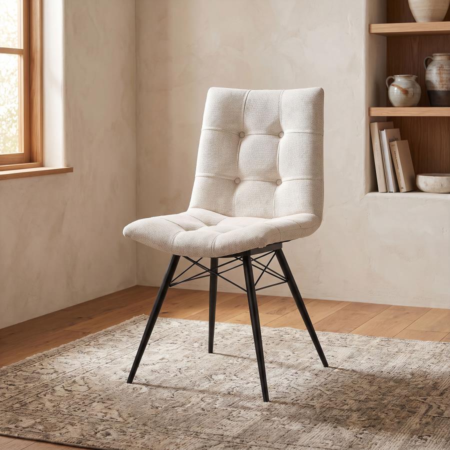 Aiken Fabric Upholstered Dining Side Chair Saddle Stone White (Set of 4)