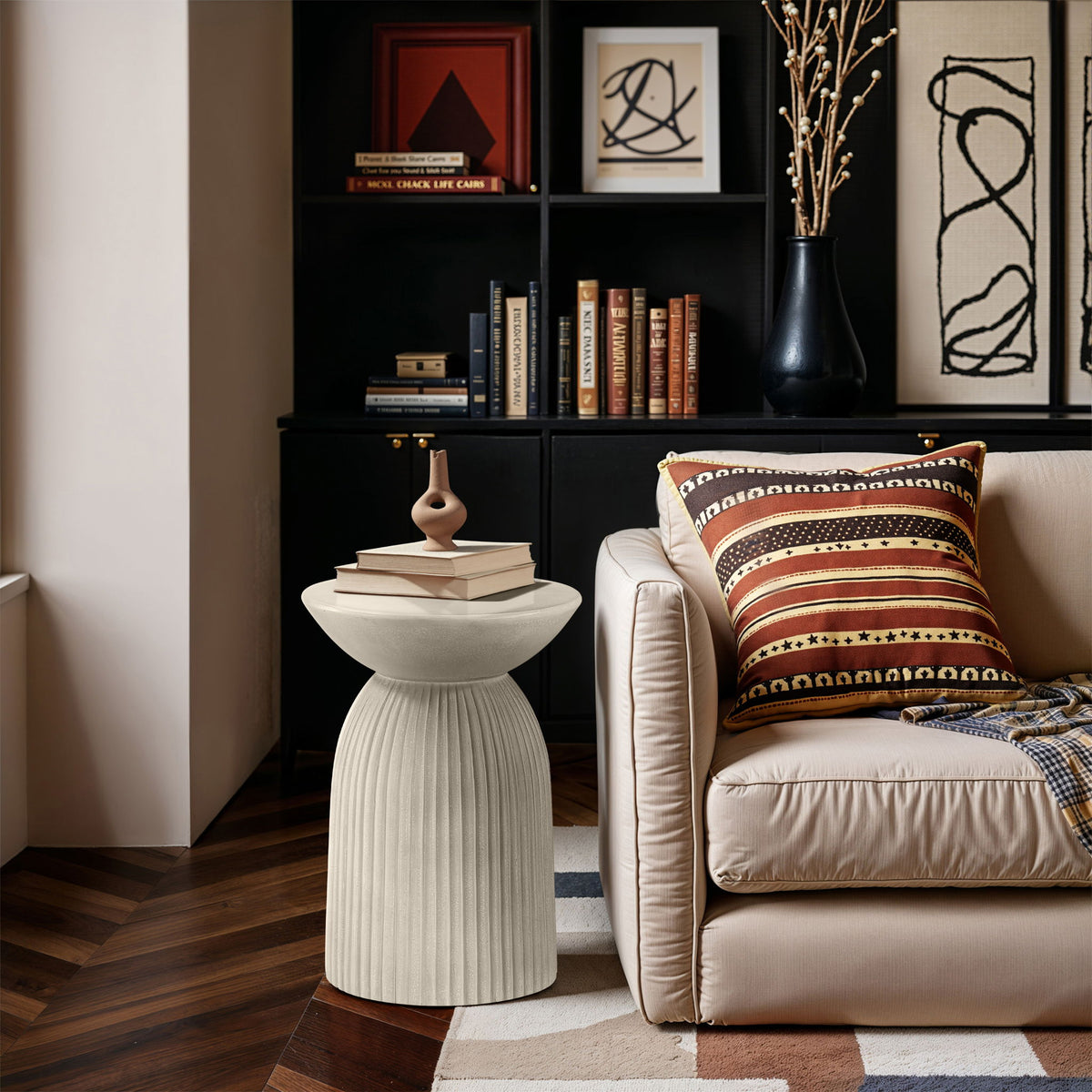 Opani - Concrete End Table - Taupe
