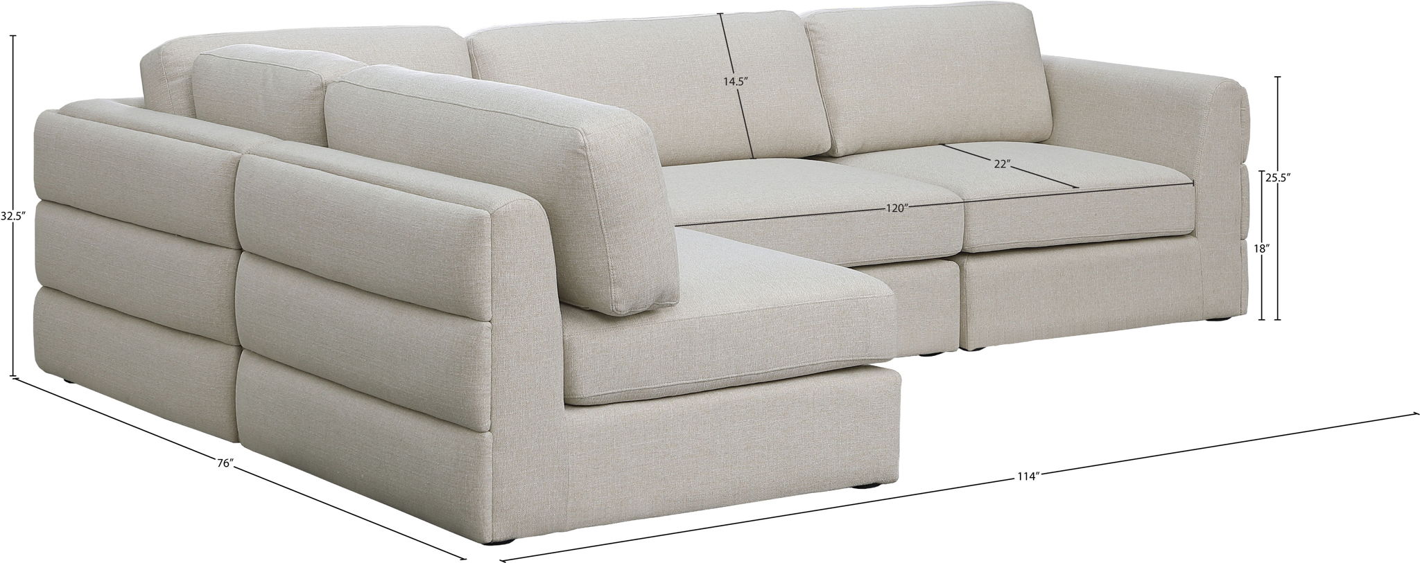 Beckham - 4 Piece Modular Sectional