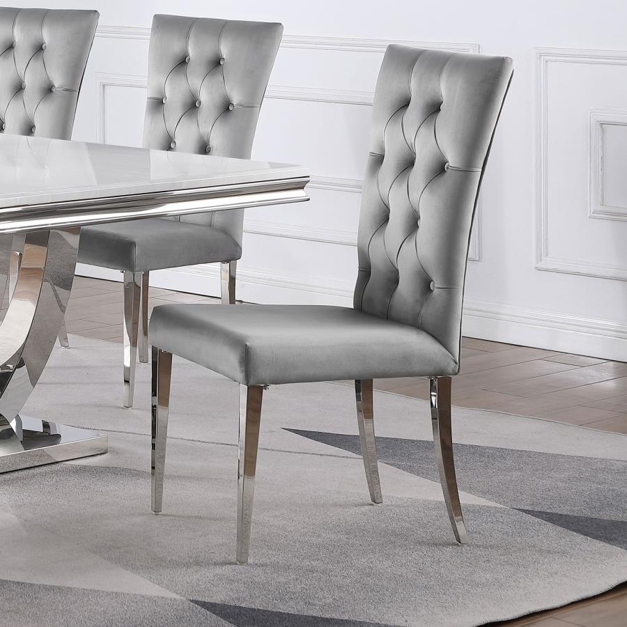 Kerwin Velvet Upholstered Dining Side Chair Grey (Set of 2)