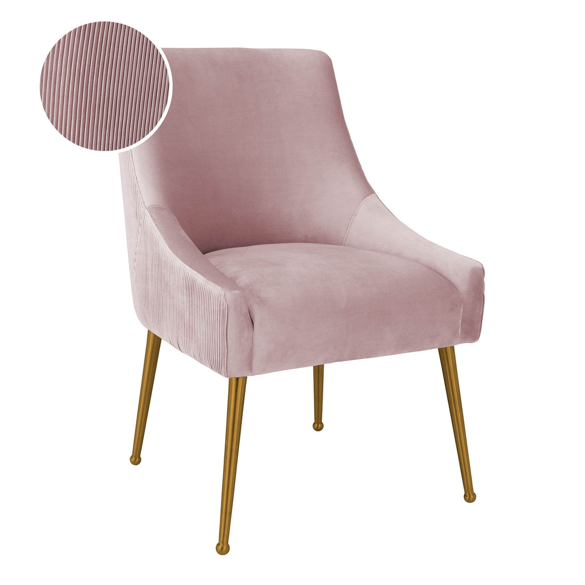 Beatrix - Velvet Side Chair - Pleated Mauve