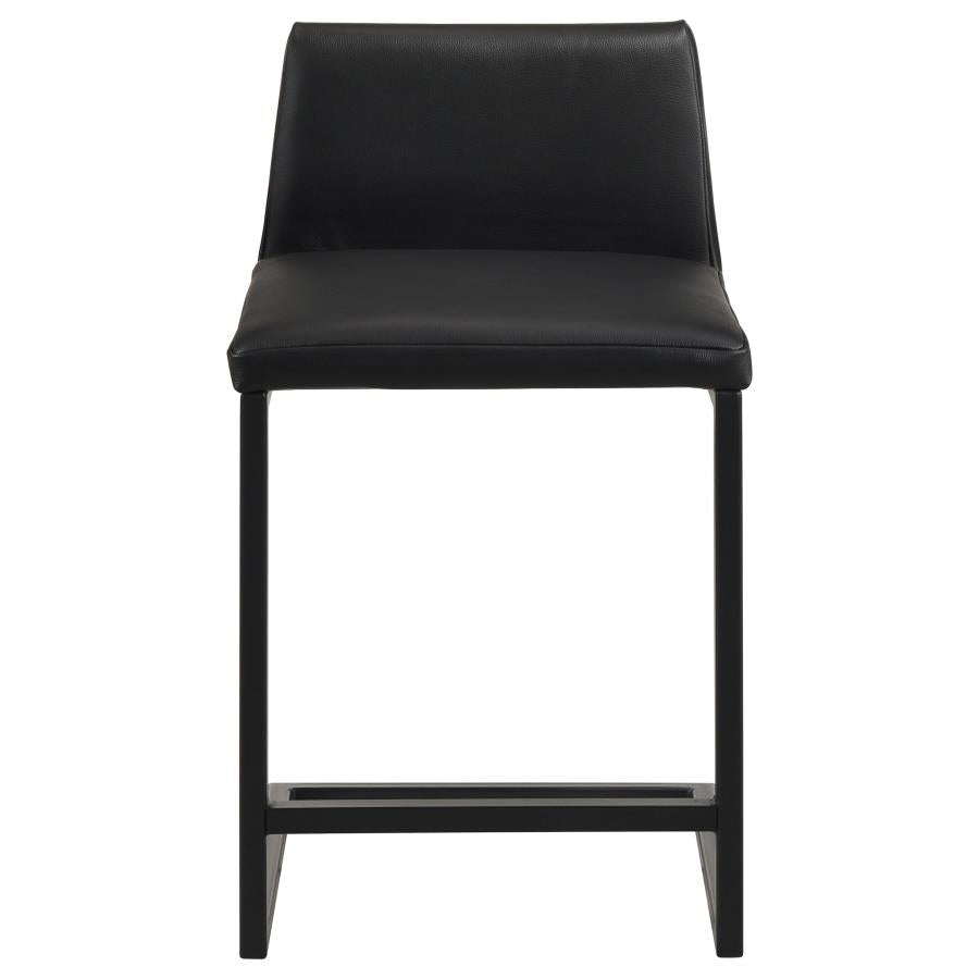 Vardon Genuine Leather Counter Height Chair Black (Set of 2)
