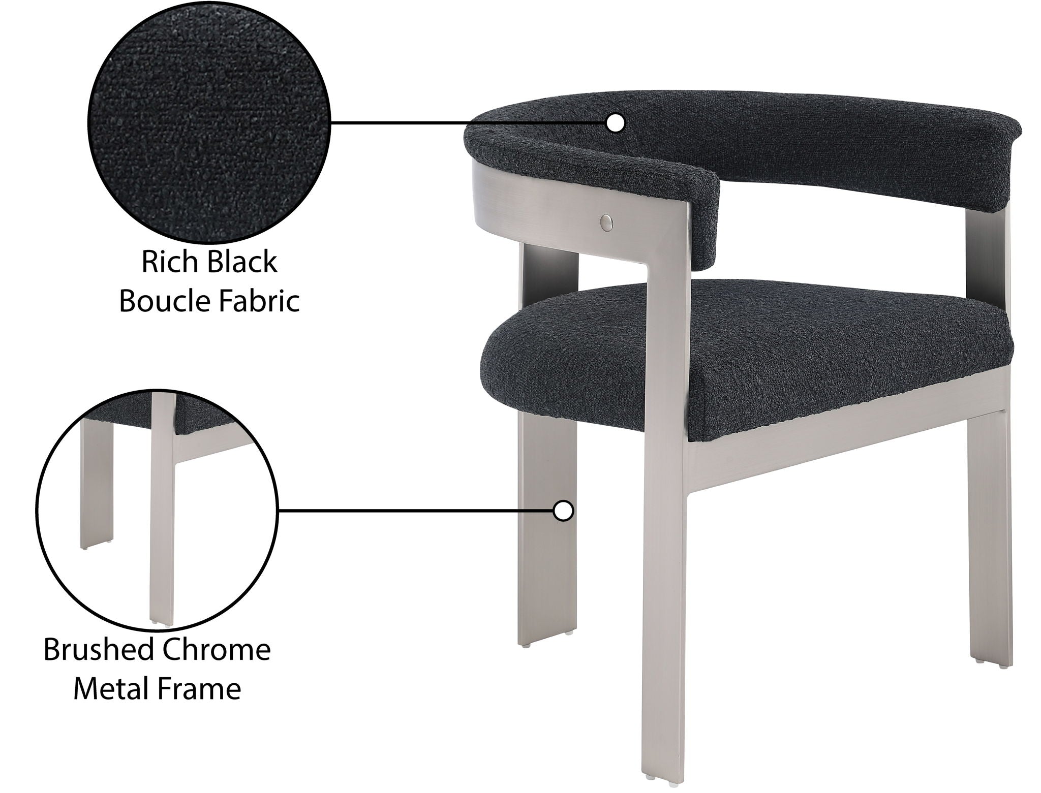 Romeo - Boucle Dining Chair With Silver Base (Set of 2)