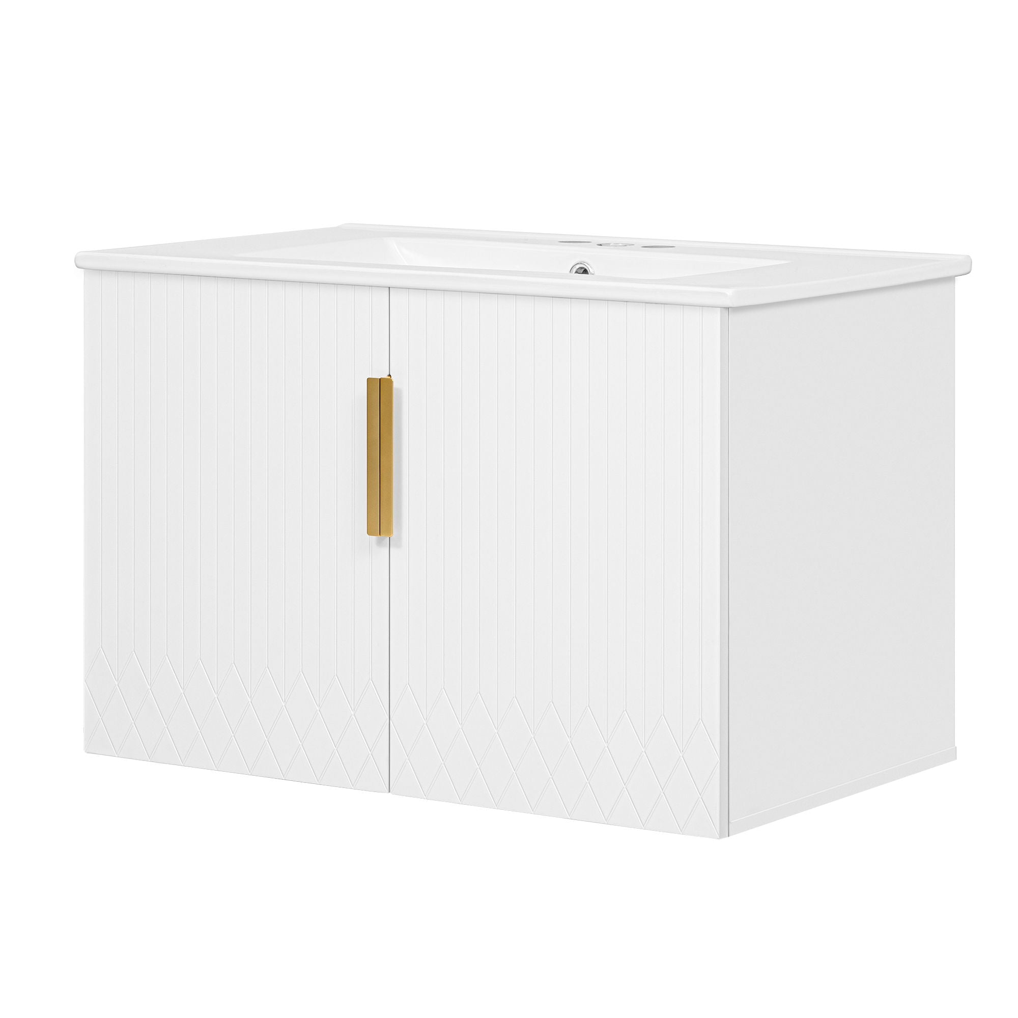 Bathroom Vanity With Sink, Rectangular Storage Cabinet With 2 Soft Closing Doors