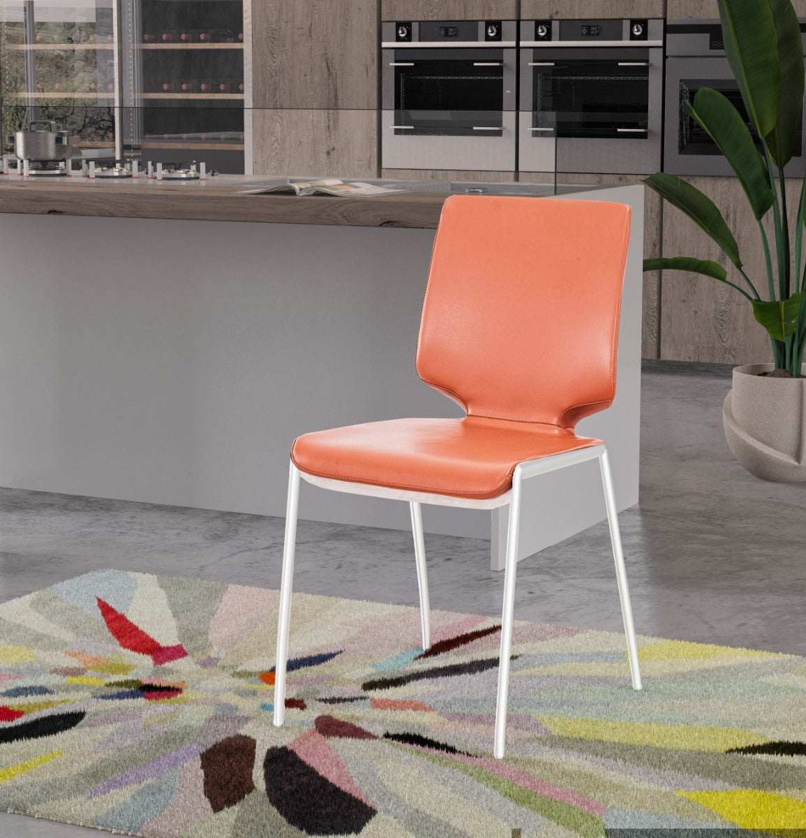 Eileen - Modern Cognac Eco-Leather Dining Chair (Set of 2)