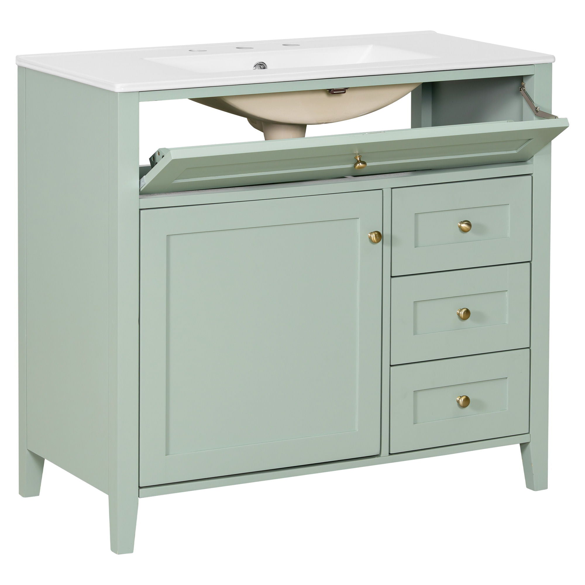 Bathroom Vanity With Sink, Cabinet With 3 Drawers And Adjustable Shelf