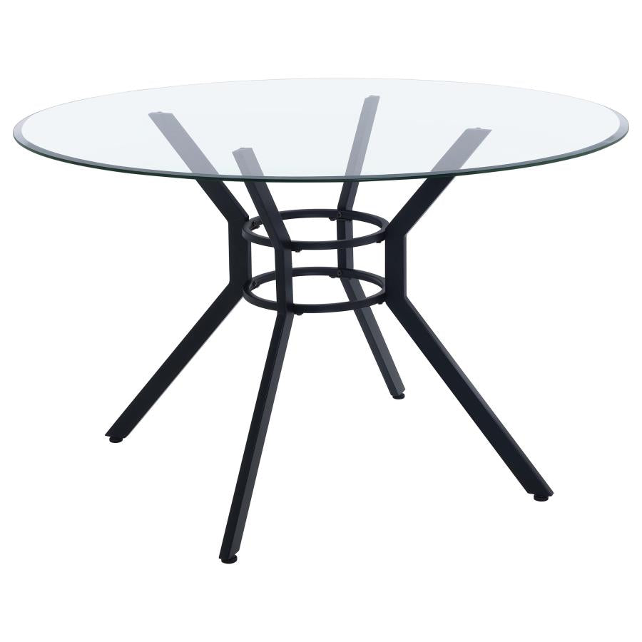 Steele 48-inch Round Glass Top Dining Table Matte Black
